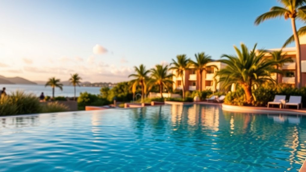 Outdoor hotel swimming pool in St. Kitts