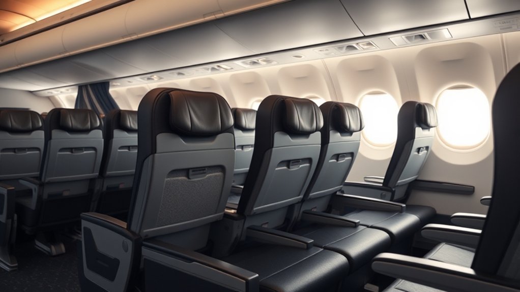 Comparison chart of airline seat width across economy, premium, business, and first class