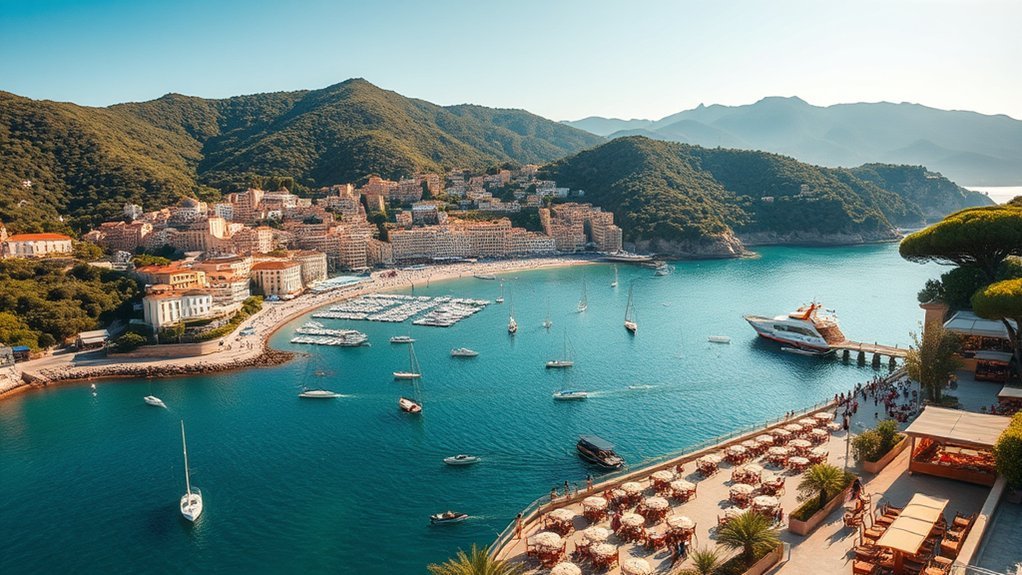 Italian Riviera coastal town during the quieter spring shoulder season