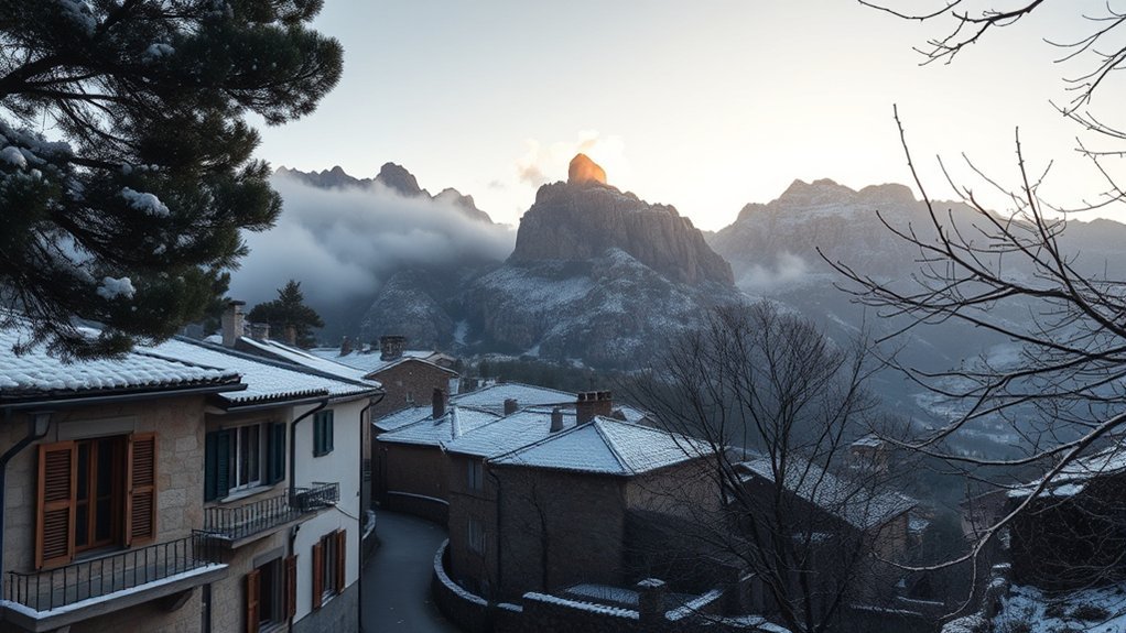 Snow-covered mountains in Sicily during winter