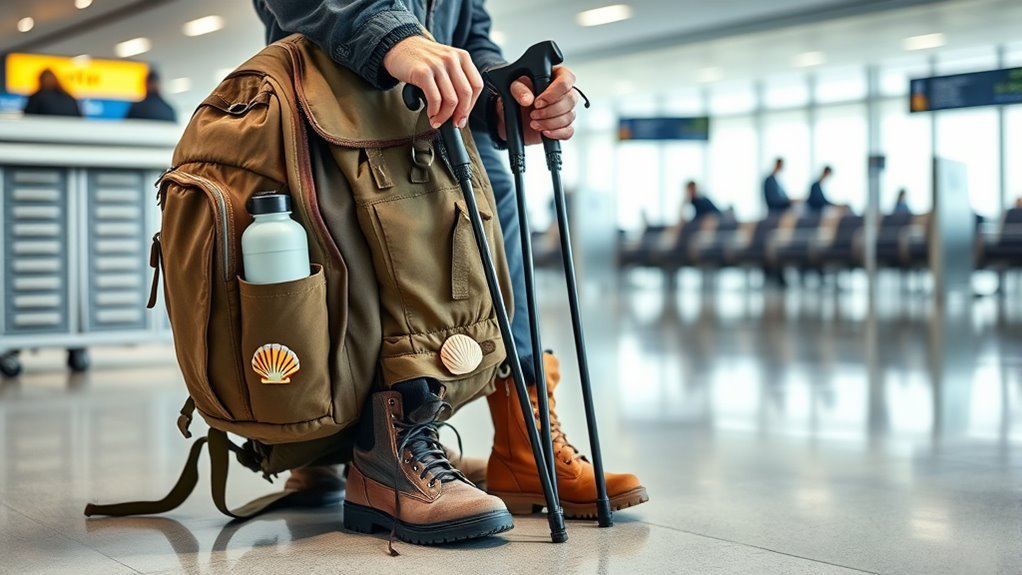 Can You Carry Hike Stick On Plane: Everything You Need to Know Compact hiking poles and gear packed for a Camino walking trip