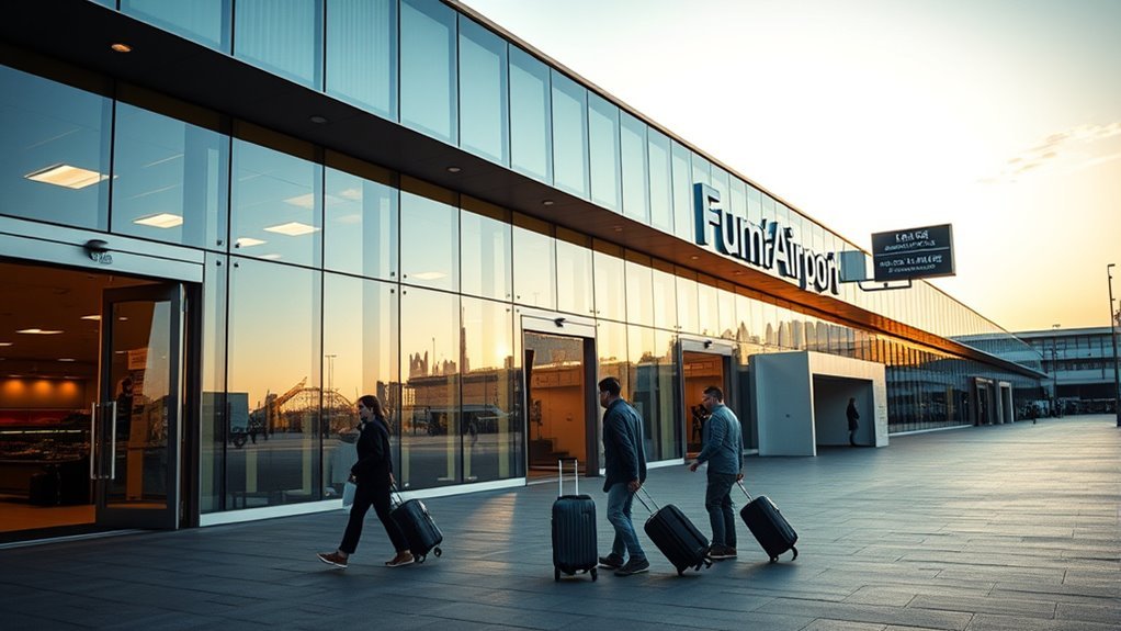 Staffed official luggage storage counter near Fiumicino Airport with secure stacked luggage