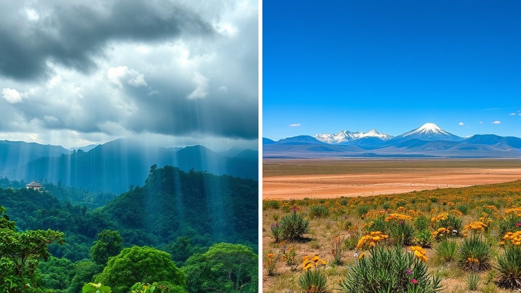 Sunny summer weather and seasonal rain in Brazil and Argentina in December