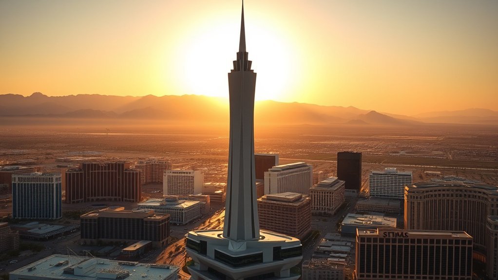 How Tall Is Tge Statisphere In.Las Vegas: Everything You Need to Know STRAT Tower observation deck view above Las Vegas