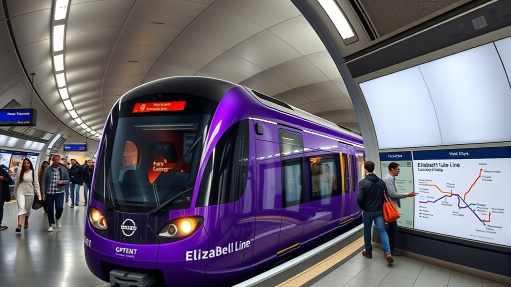 Elizabeth line train serving London and surrounding towns