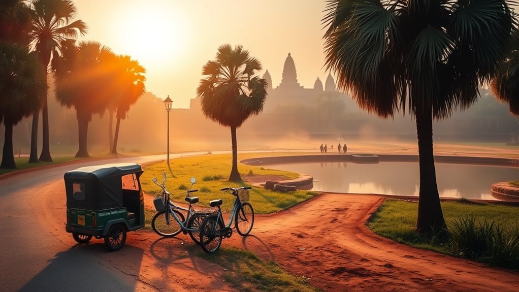 Angcotw: Everything You Need to Know Tuk-tuk, car, and bicycle transport options for traveling from Siem Reap to Angkor Wat