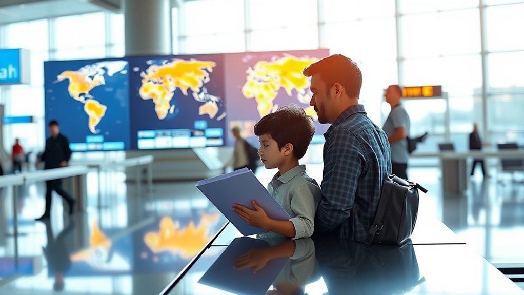 Grandparent reviewing travel consent documents for a minor