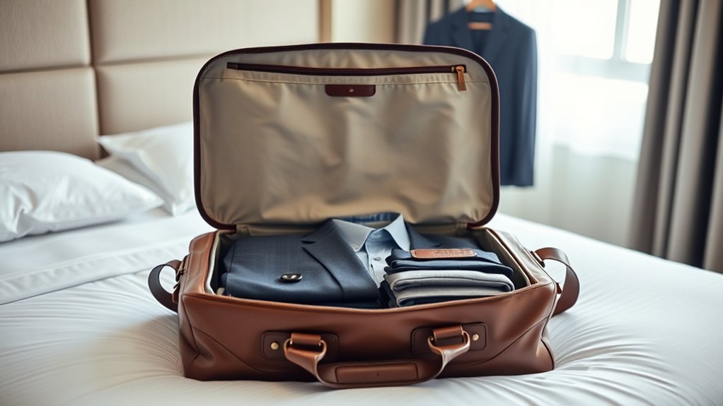 Convertible Garment Duffle Bag: Everything You Need to Know traveler arranging formal clothes to reduce wrinkles inside a garment duffle