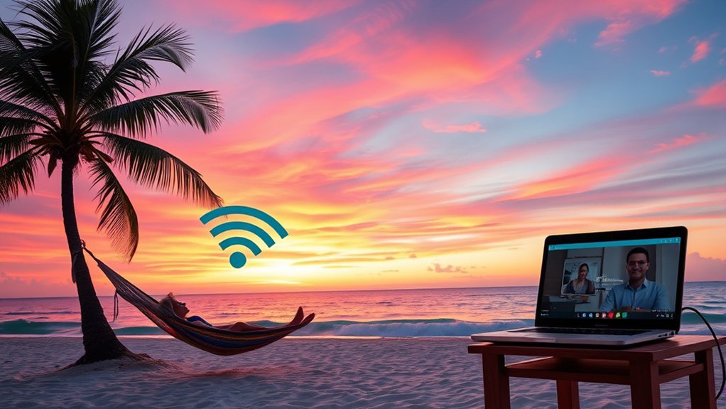 Traveler using portable T-Mobile Wi-Fi during a trip