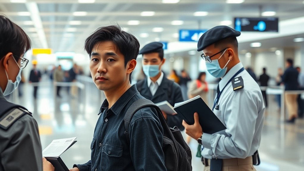 Traveler completing Japan immigration questions truthfully at arrival