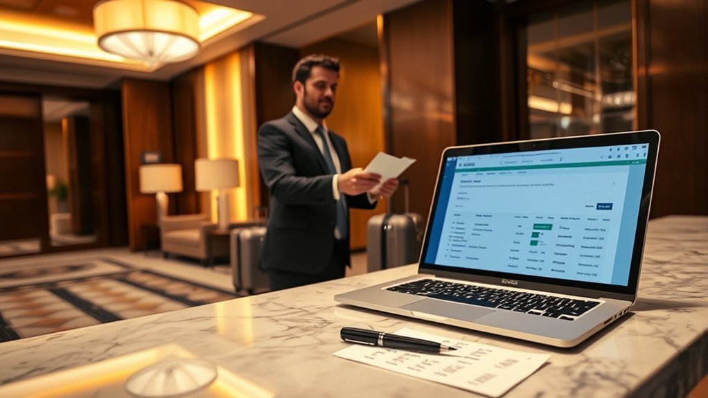 Paying For Hotel Rooms With Banking And Routing...: Complete Hotel Guide Guest reviewing a debit card and checking-account hotel payment