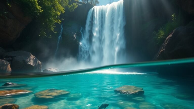 underwater scene in waterfall