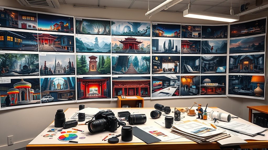 Unified color palette and perspective in an animated scene background