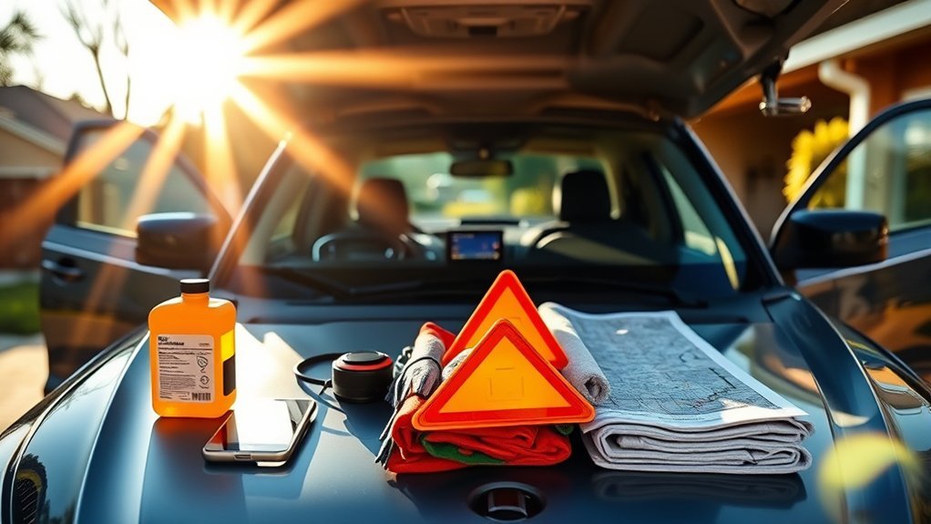 vehicle receiving a safety inspection before a road trip