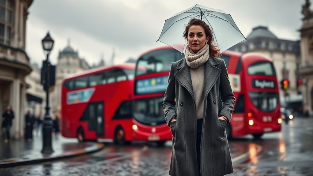 Lightweight beige trench coat suitable for changeable London weather in March