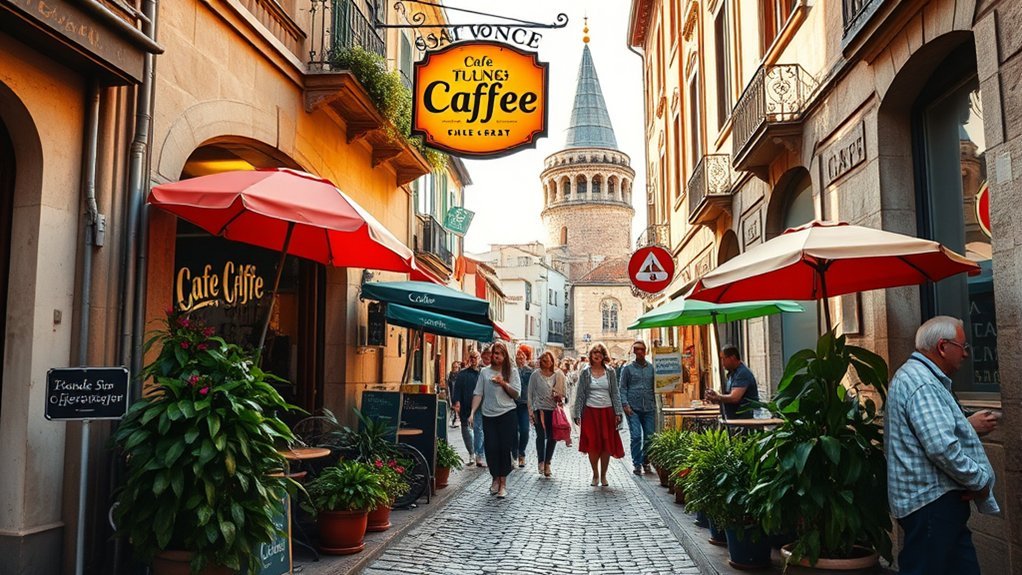 Communal dining and cafe culture in Galata, Istanbul