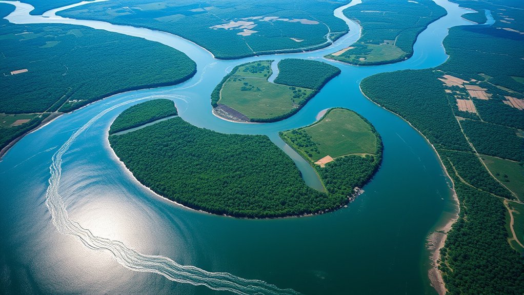Mississippi River water traveling from Lake Itasca toward the Gulf