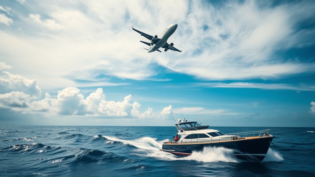 What'S Safe For Trips Plane Or Boat: Everything You Need to Know Airplane above clouds and boat in rough water showing different weather effects