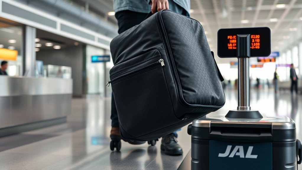 Jal What Happens If Your Bag Is Too Heavy: Everything You Need to Know using a luggage scale before a Japan Airlines flight