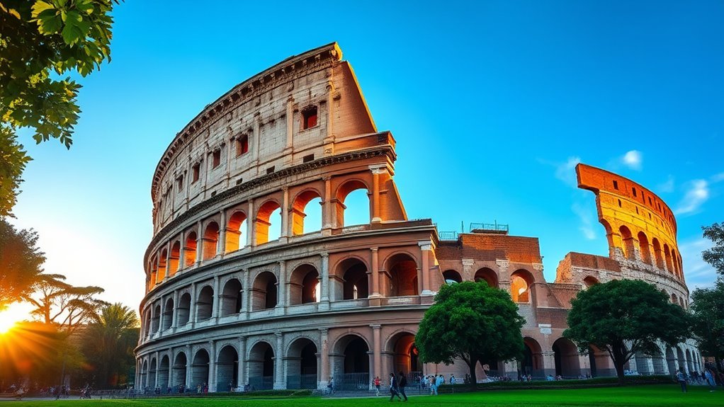 Colosseum ruins highlighting ancient Roman engineering and arena spectacles