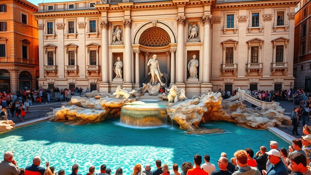 10 Most Beautiful Fountains to See in Rome, Italy Trevi Fountain in Rome with Baroque sculptures and cascading water