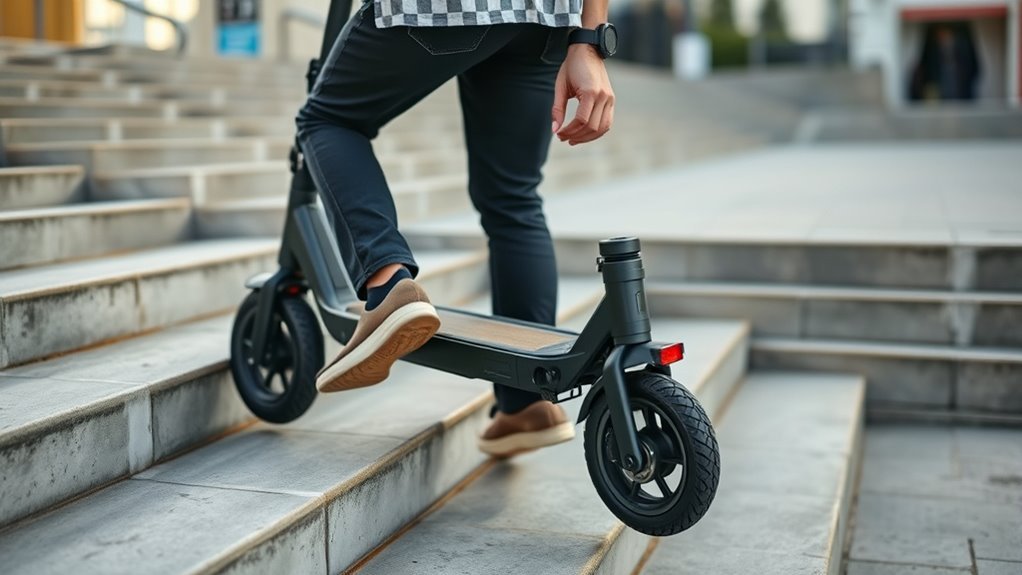 How to Carry an Electric Scooter: Best Methods Explained Person using safe techniques to carry a folded electric scooter