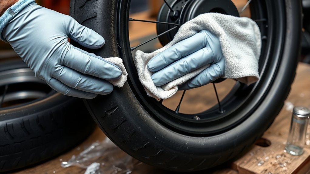 How to Put an Electric Scooter Tire Back on the Rim clean electric scooter rim and tire bead before installation