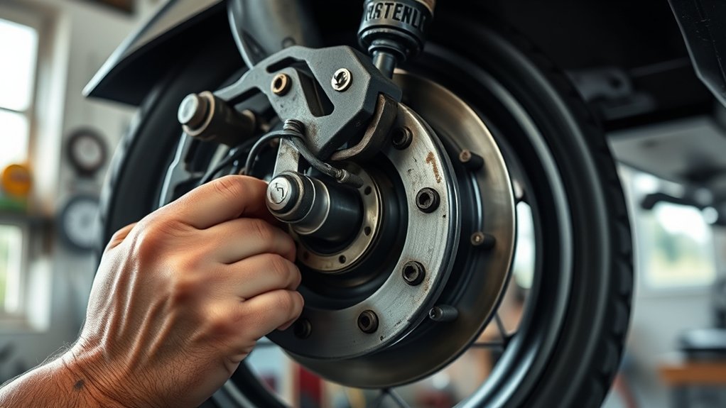 Electric scooter disc brake inspection showing common brake problems