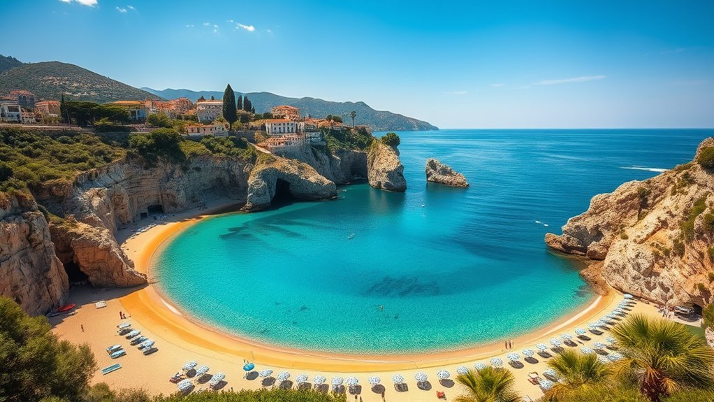 Sandy and rocky beaches along the Campania coast