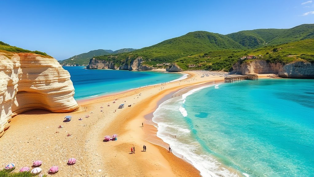 Sandy and pebble beaches along the Adriatic coast of Le Marche, Italy