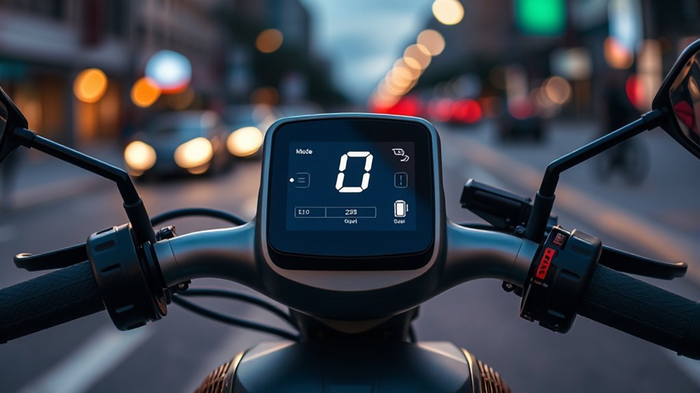 What Does 'D' Mean on an Electric Scooter Display? Electric scooter handlebar digital dashboard displaying D Drive mode icon and speedometer