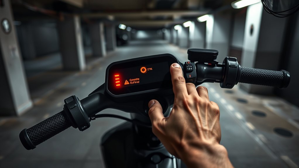 Electric scooter handlebar dashboard showing an E3 communication error code