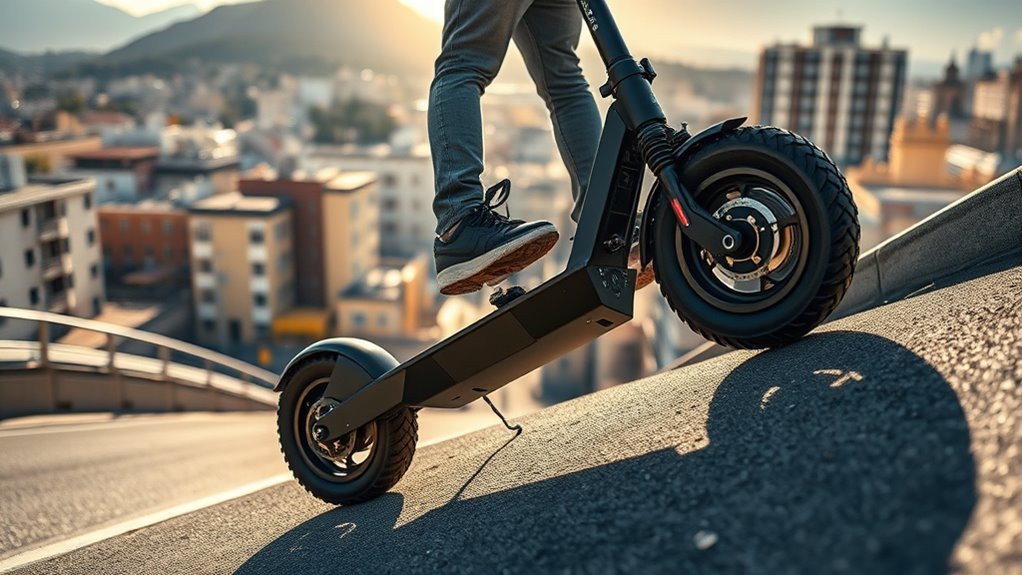 What Is Gradeability in an Electric Scooter? electric scooter climbing a paved hill to illustrate gradeability