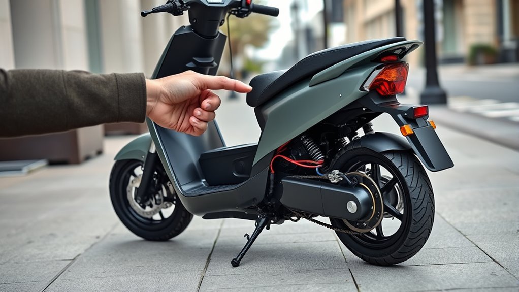 Diagram showing electric scooter energy flowing from the battery through the controller to the motor and wheel