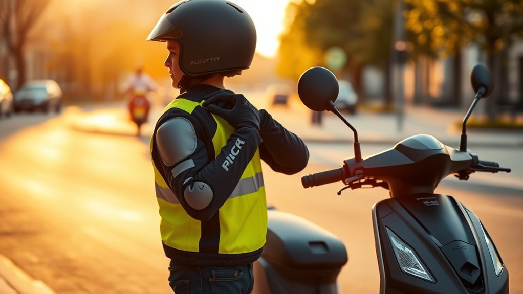 How to Ride an Electric Scooter Safely: Essential Tips Electric scooter rider wearing a helmet and protective safety gear