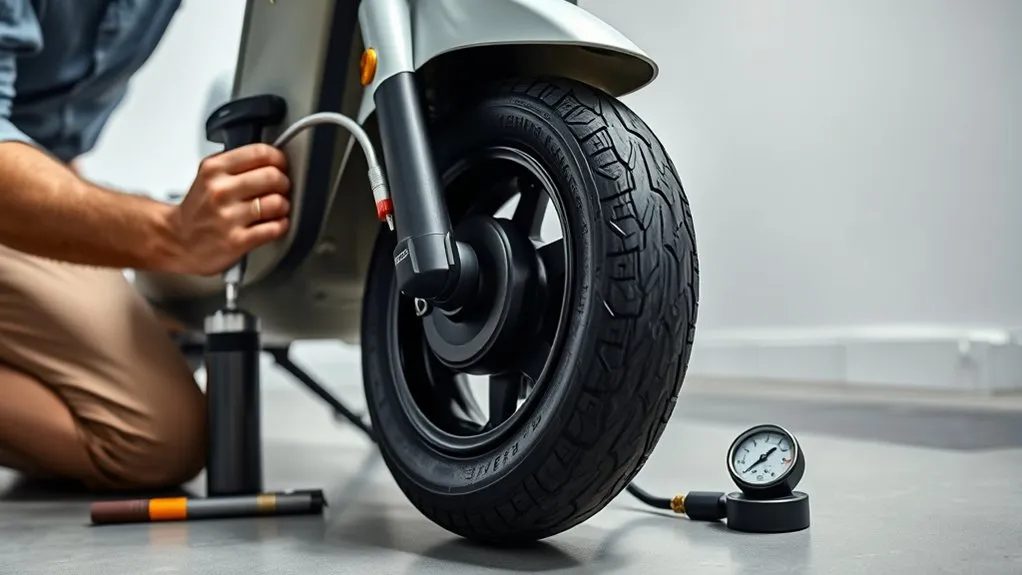 Electric scooter pneumatic tire valve stem used to identify the tire type