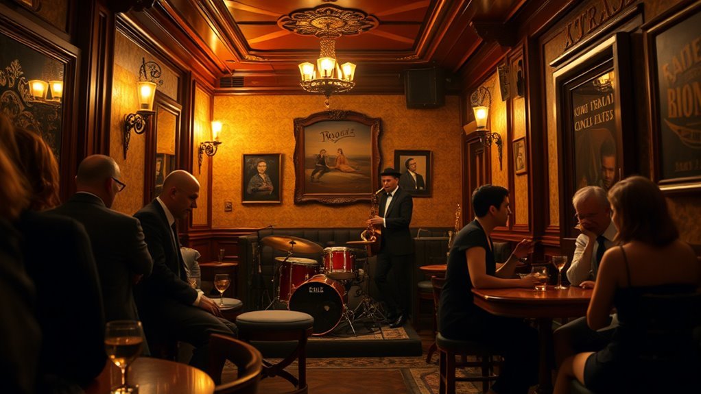 Jazz Café Roma Review: The Best Jazz Bar in Rome Intimate restaurant setting with small tables and a performance-style backdrop