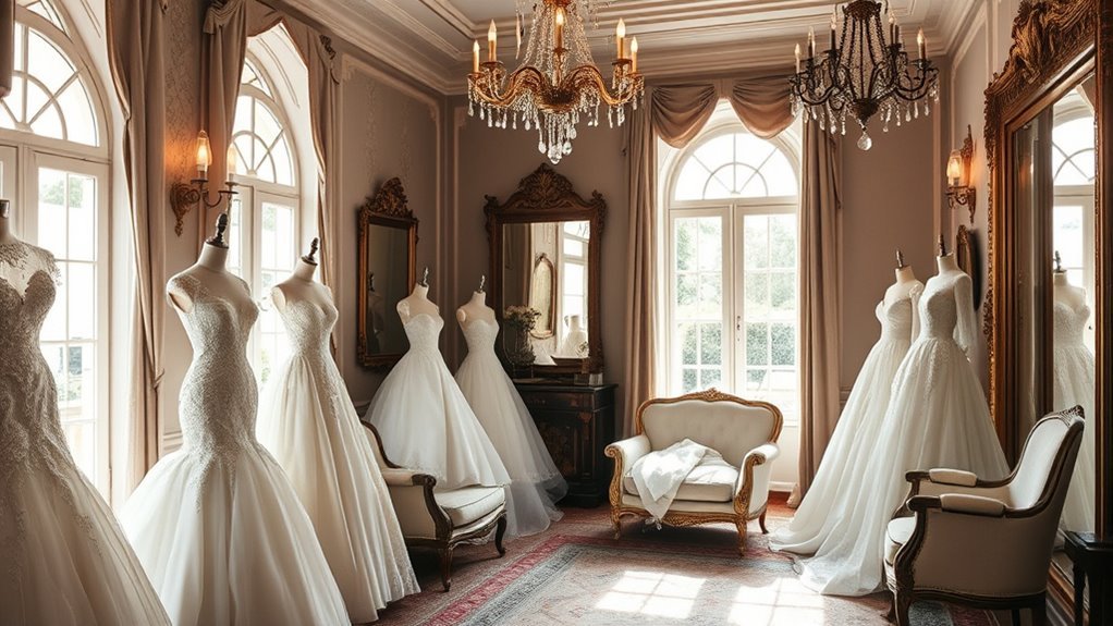 Italian bridal gown displayed in an elegant couture atelier