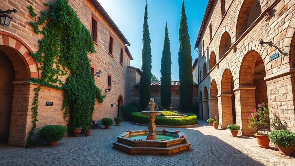Simple guest room in a Rome monastery guesthouse