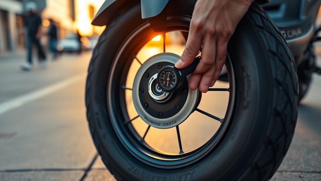 What PSI Should My Electric Scooter Tires Be? Checking optimal electric scooter tire pressure with a gauge