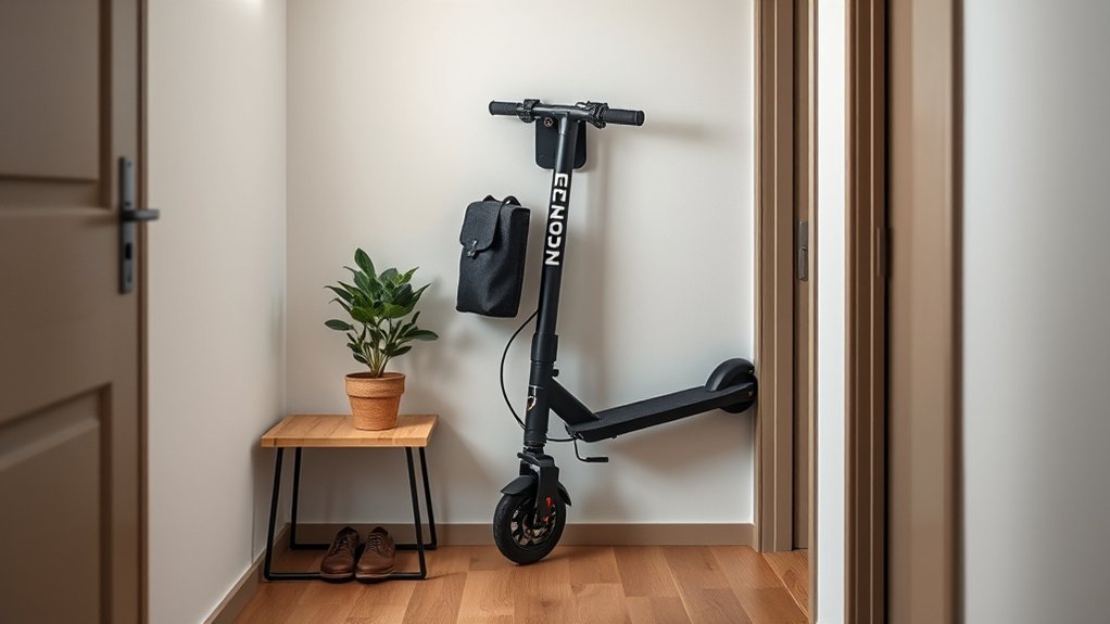 How to Store an Electric Scooter in an Apartment Electric scooter stored upright in a clean, dry apartment space
