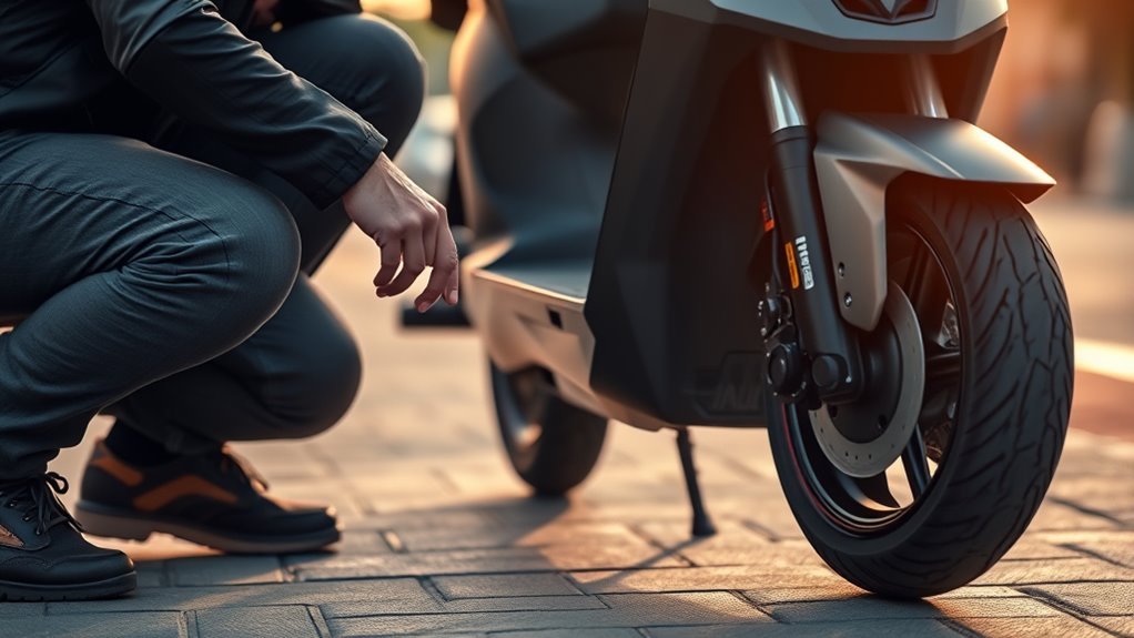 How to Start an Electric Scooter: Step-by-Step Instructions rider checking an electric scooter before turning it on