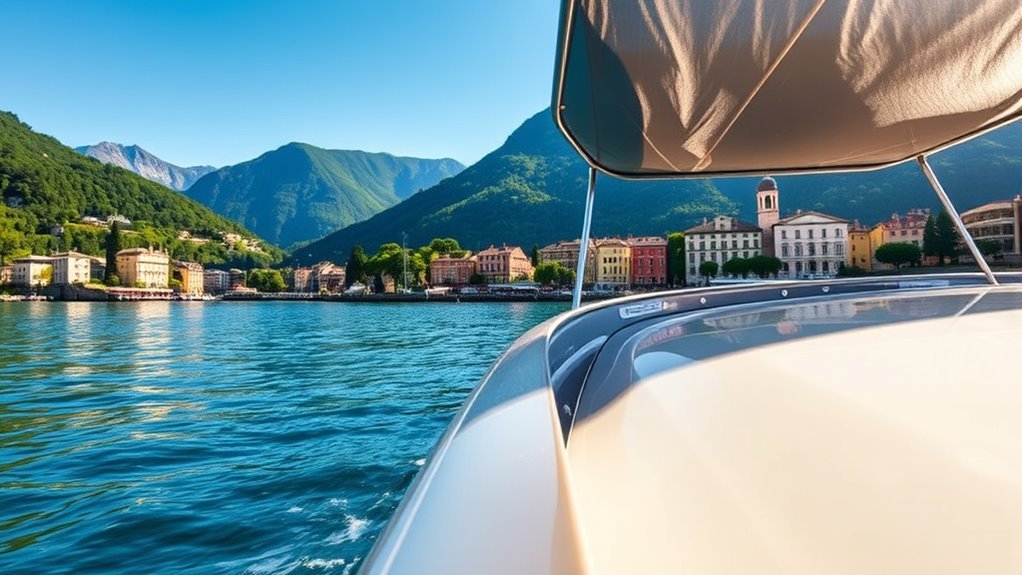 Passenger ferry traveling across Lake Como toward Bellagio