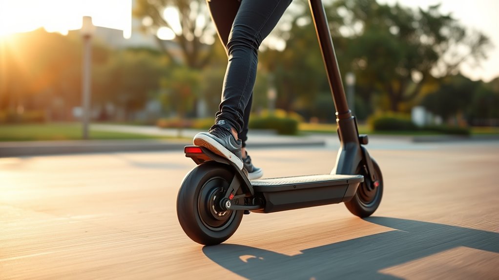How to Balance on an Electric Scooter: Tips for Stability Stable electric scooter features including a wide deck, grippy surface, and larger tires