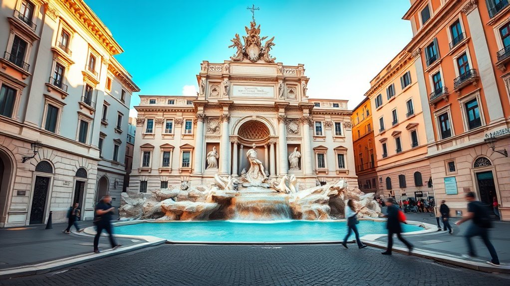 historic three-road junction associated with the Trevi district in Rome