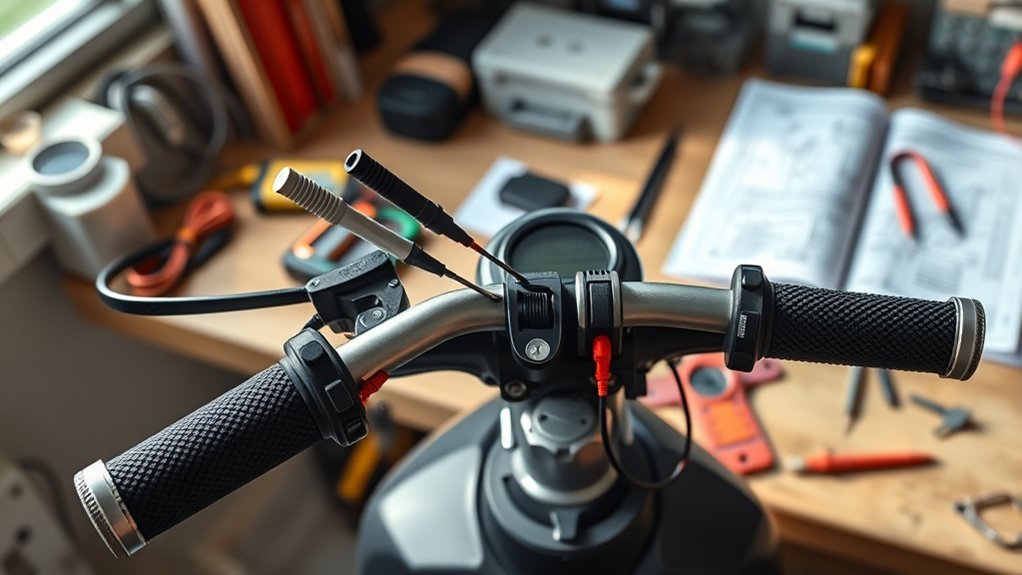 multimeter and tools used to test an electric scooter throttle
