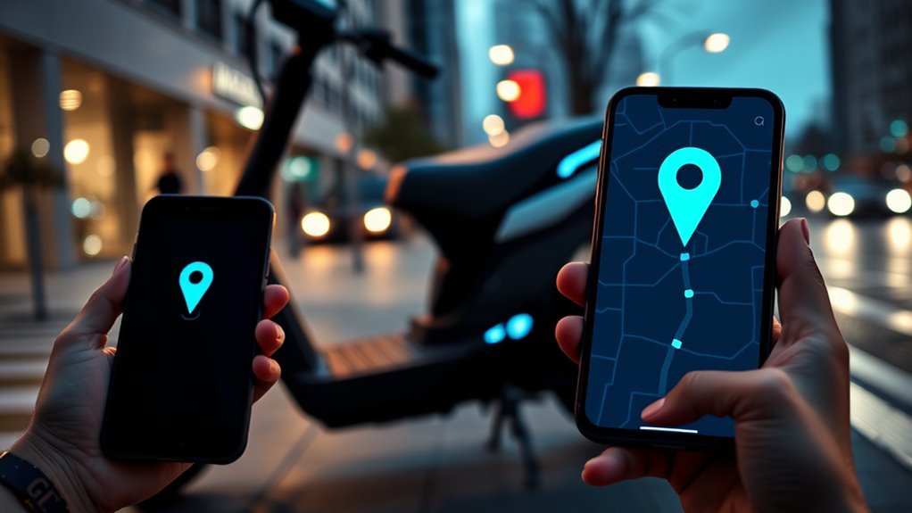 Electric scooter owner checking a tracking app on a phone