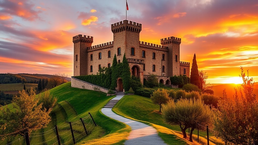 Historic castles and vineyard landscapes in Tuscany