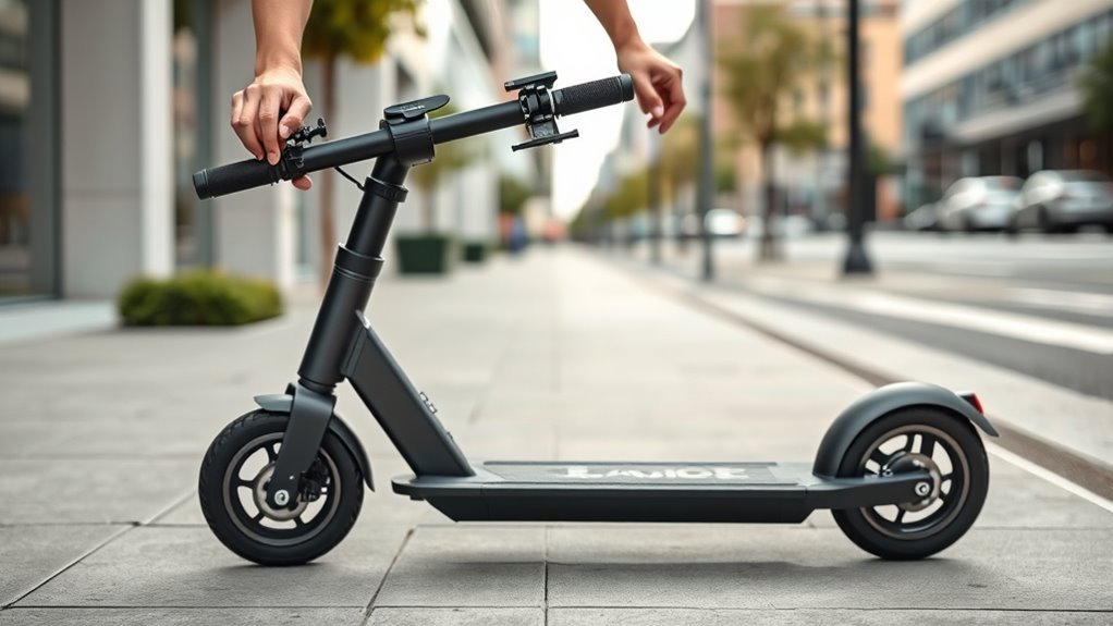 How to Unfold an Electric Scooter Quickly and Safely Rider unfolding an electric scooter safely while keeping hands clear of the hinge