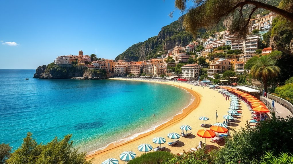 10 Best Beaches on the Amalfi Coast, Italy Spiaggia Grande beach beneath the cliffside buildings of Positano